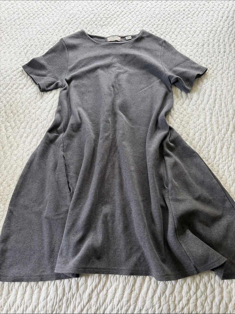 Chinti & Parker Charcoal Gray Short-Sleeve A-Line Mini Dress